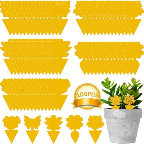 100 Stück Gelbsticker gegen Trauermücken, klebrige Fallen für Zimmerpflanzen (1/5)