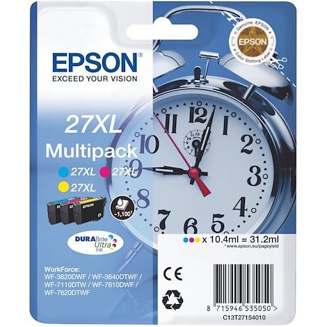 Epson 27XL Pack cartouche haute capacité de 3 couleurs pour imprimante jet d'encre