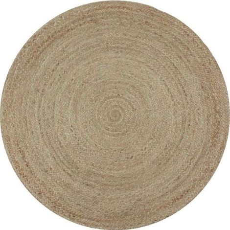 FULL Tapis de salon ou chambre - Jute - Ø 90 cm - Naturel (1/4)