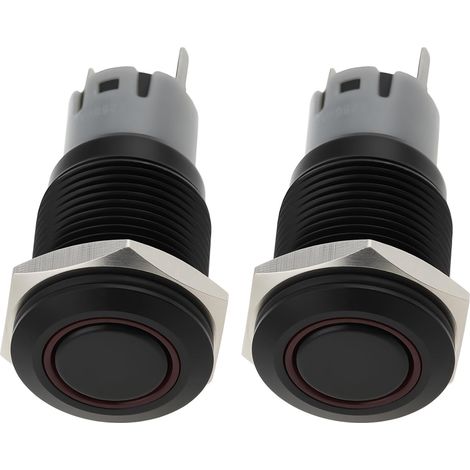 Lot de 2 boutons poussoirs momentanés LED 16 mm 5 broches 12 V IP67 étanches en métal pour voiture bateau LED rouge (1/5)