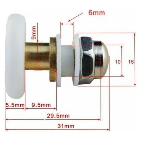 Porte Coulissante Douche 4 pcs 25mm, Poulie Excentrique pour Portes Cabine Douche Coulissante Pour Remplacement de Douche Coulissante Verre Porte Coureurs Rouleaux, Blanc (1/4)