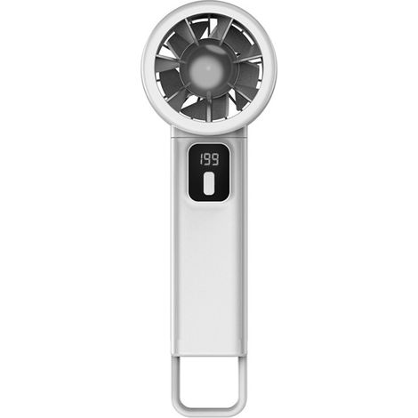 Mini ventilateur portable noir, 199 vitesses Turbo, écran LED, batterie rechargeable 3600 mAh, rotation à 360°, avec mousqueton, silencieux pour voyage et bureau (1/5)
