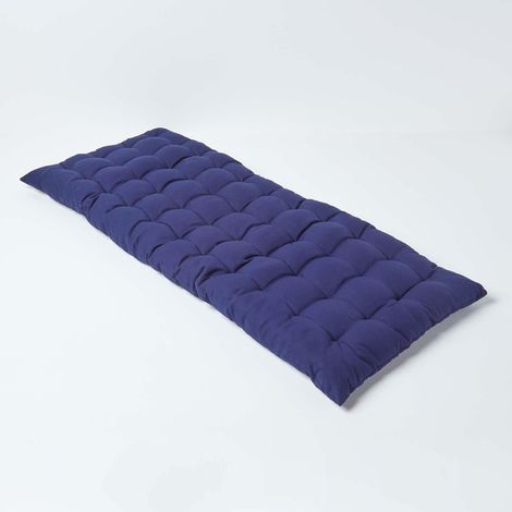HOMESCAPES Navy Bench Cushion, Two Seater (1/5)