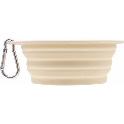 Comedero plegable de silicona para mascotas con mosquetón, recipiente portátil de 340 ml para comida y agua, comedero antideslizante de viaje para perros y gatos, ideal para senderismo y acampada. (1/5)