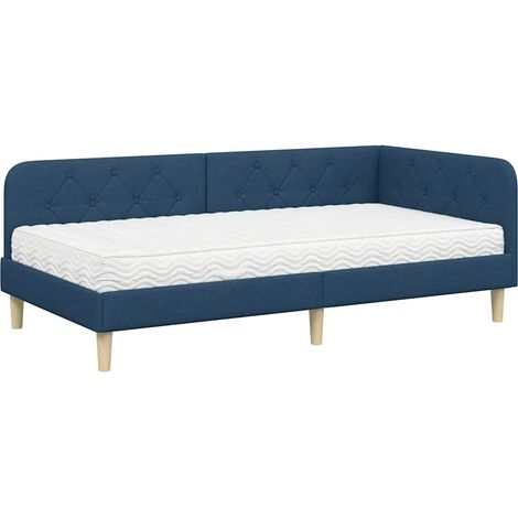 Maison Exclusive - Cornice del letto ad angolo Blu 90 x 190 cm Tessuto
