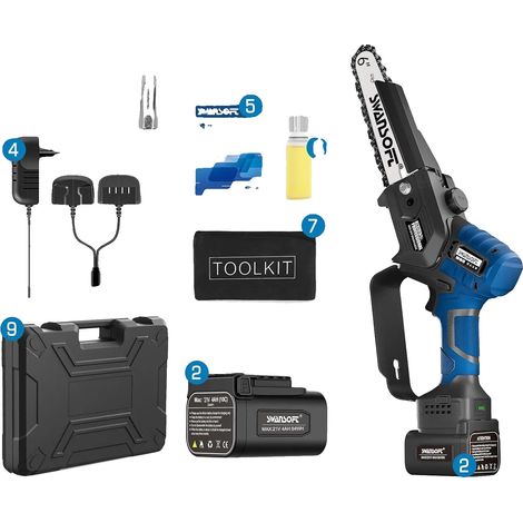 Scie Électrique, Moteur Sans Balais, Alimentation par Batterie 21V, CS-2S BLEU (1/2)