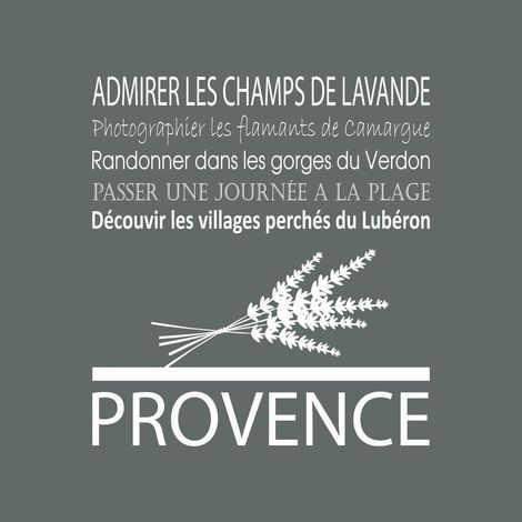 Tableau sur toile Provence gris 30x30 cm - Impression sur Toile Murale Décorative - Image imprimée en HD sur Toile - Toile sur Châssis en Bois FSC - Fabriqué en France