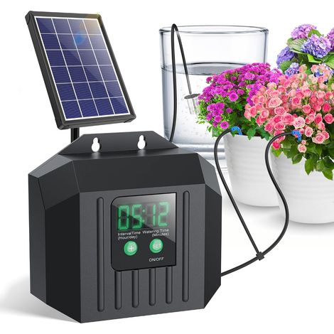 Biling Système d'arrosage Solaire Automatique pour Plantes en Vacances, 4 W 15 m - Système d'irrigation Solaire avec minuterie pour Jardin, Balcon, Serre, Fleurs, arrosage des Plantes, économie de (1/5)