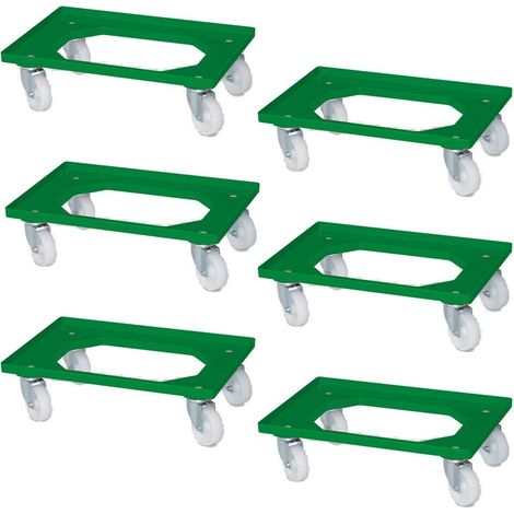 BRB 6 Logistikroller für Eurobehälter, 615x415x175 mm, weiße Kunststoffräder (grün)