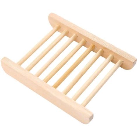Porte-savonnette en Bois Solide Égouttoir, Boîte à Savonnette Carrée pour Salle de Bain et Gym, Matériau Bois Naturel Résistant et Élégant (1/5)