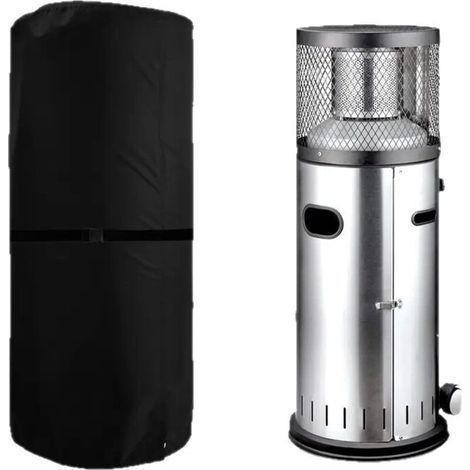 Funda protectora contra la intemperie de 50 x 50 x 120 cm para calefactores de terraza - Tela Oxford indestructible - Impermeable - Cortavientos - Resistente a los rayos UV - Negro (1/5)