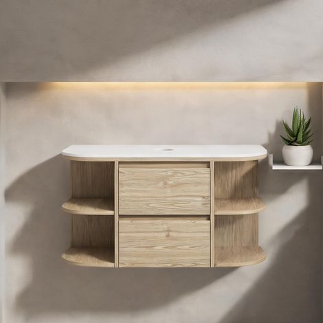 Meuble de salle de bain marron en MDF 90 x 45 x 46 cm (1/5)