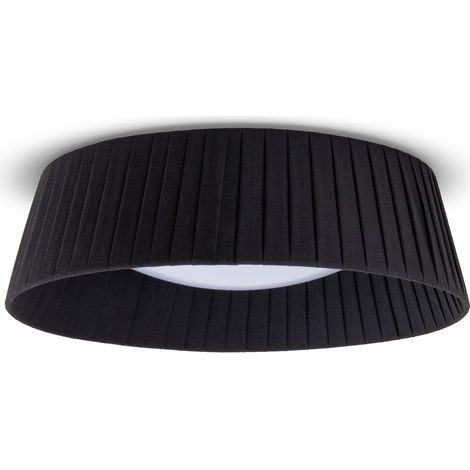 Paco Home Lámpara Techo Mesa Comedor Salón Moderna Oficina Redonda Pantalla Tela E27 Negro, Ø37cm