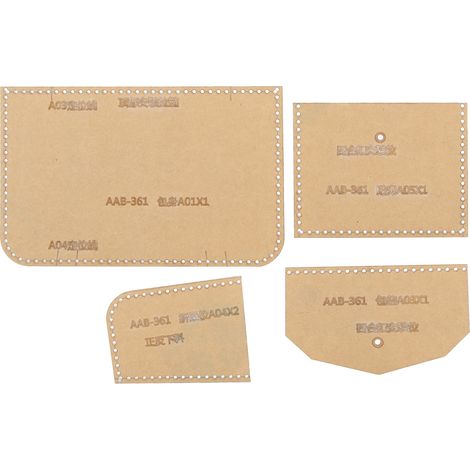 Gabarit de portefeuille en acrylique (4 pièces) pour la fabrication de porte-monnaie, porte-cartes et autres objets en cuir avec fermeture éclair (1/5)