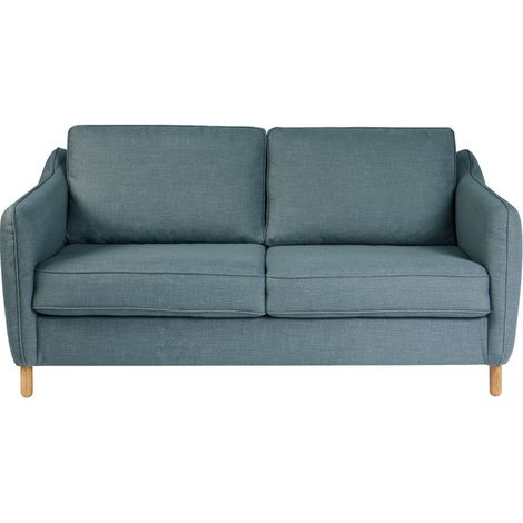 Canapé convertible ouverture express 2 places en tissu - Bleu pétrole - VORNAY (1/5)