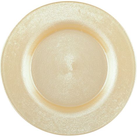 Assiette à Dessert Ronde en Verre Couleur Vanille 21 cm - Assiette Plate de Table - PANGIVO (1/3)