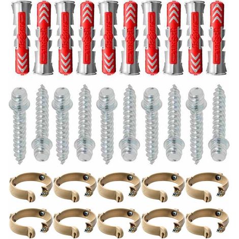Ensemble de 10 colliers tube de descente Ø80 Sable + 10 Vis 7x40mm + 10 Chevilles Duopower 8x40mm - Arcanaute (1/4)