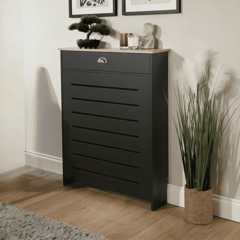Batley Small Radiator Cover MDF Wooden Home Decorative Modern Design Black (1/5)
