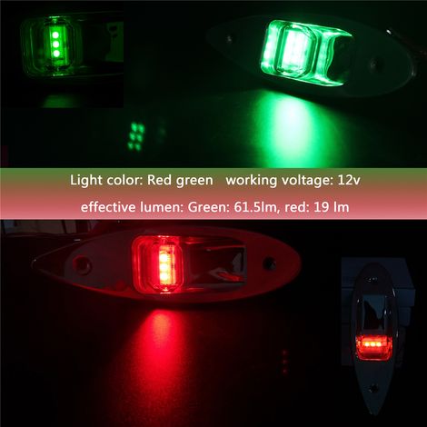 Lot de 2 feux de navigation latéraux LED 12V – Rouge (bâbord) et vert (tribord) – Indispensables pour la sécurité en mer et les sorties nocturnes (1/4)