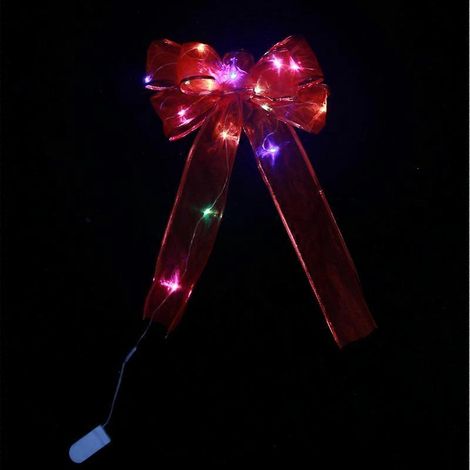 EVAGO 2er-Pack LED-Schleifen für den Weihnachtsbaum, Christbaumschmuck, Baumspitze, Weihnachtsdekoration für Zuhause, Weihnachtsbaumkränze
