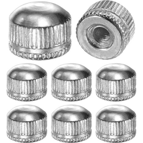 8-Pcs Écrous À Chapeau Filetés Écrou Femelle Moleté Ton Chrome (1/5)