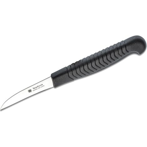 Spyderco STE-K09PBK 5,1 cm lang MBS-26 Stahl glatte Klinge Schäler Küchenmesser mit schwarzem Polypropylen-Griff