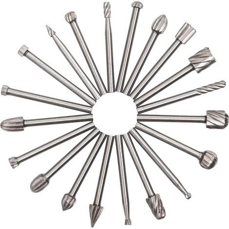 Rotary Cutter - HSS Milling Bit Set - 3 mm Shank - 6 mm Diameter - for Engraving Wood Metal Marble - 20 Pieces (1/5)