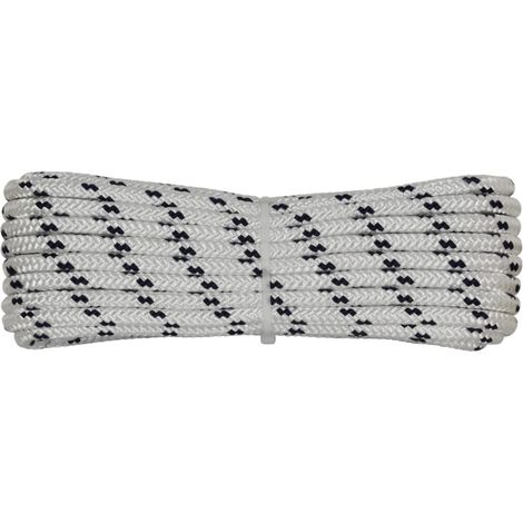 Corderie Italiane 006000495 Treccia mare multiuso giardino e fai da te, stabilizzato ai raggi U.V. resistente a intemperie e agenti atmosferici, 10 mm, 10 mt, colore bianco con spia blu (1/3)