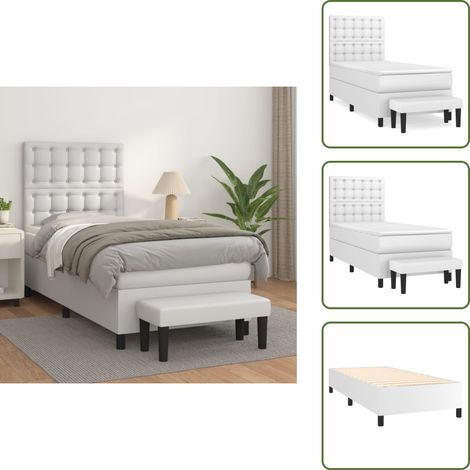 Cama con cabecero ajustable - vidaXL Cama box spring con colchón cuero sintético blanco 80x200 cm - Colchón ensacado