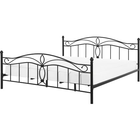 Struttura Letto in Metallo Nero con Doghe Design Vintage 160 x 200 cm Antlia