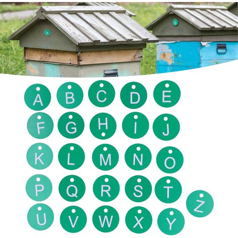 26 Bienenstock-Kennzeichnungsetiketten mit Zahlen und Buchstaben, perforierte Etiketten, Identifikationsetiketten für Bienenstöcke, grüne Etiketten (1/5)