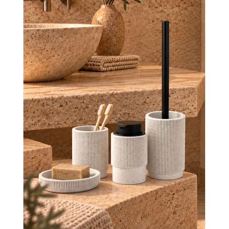 Set accessori bagno portasapone sabbia nero 4 pz Venezia (1/5)