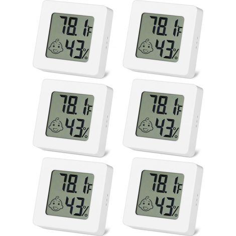 6 Pièces Mini Thermomètre Hygromètre Intérieur, Digital Moniteur Température et Humidimètre, Thermo-HygromèTre pour Chambres De BéBé, Bureau, Cave, Blanc (1/5)