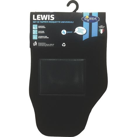 Set 4 Tappeti Universali per Auto in Moquette ''Lewis'' con Grip