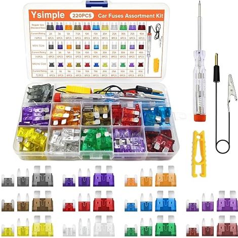 220 Car Fuses Set, Standard Mini Micro Fuse with Tester (1/5)