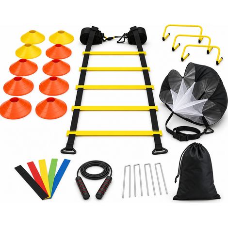 Kit d Entraînement d Agilité Football 9 Pièces Jaune Noir (1/5)