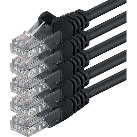 5x 2m Câble Réseau Cat6 Cat 6 - RJ45 Ethernet LAN DSL Routeur Modem - Noir (1/5)