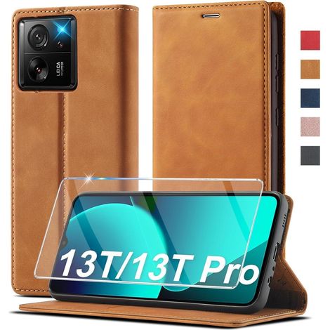 Coque portefeuille cuir pour Xiaomi 13T/13T Pro avec béquille et protection écran (1/5)
