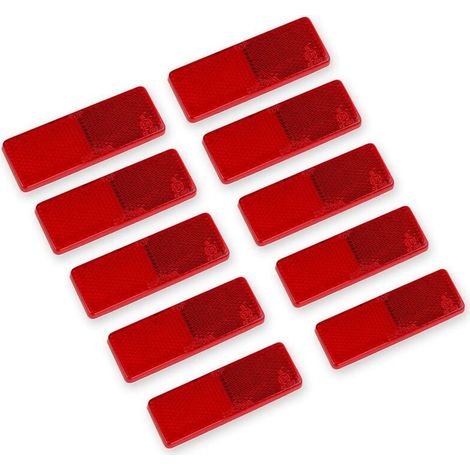 Catadioptre Remorque - Réflecteur Latéral Adhésif Rectangulaire E-Mark Approuvé - 85 x 31 mm - Rouge - Lot de 10 (1/4)