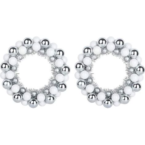 Couronne de Noël, ensemble de 2 pièces, blanche et argentée (1/5)