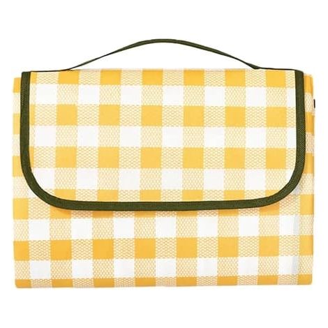 Couverture de pique-nique imperméable 90 x 150 cm, tapis de jardin portable, jaune épais (1/5)