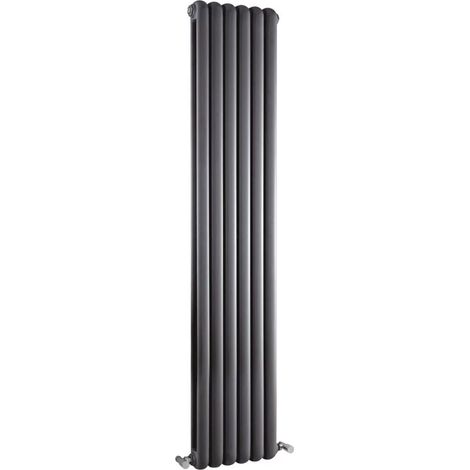 Hudson Reed Salvia Double Designer Vertical Radiator 1800mm H x 377mm W - Anthracite (1/6)