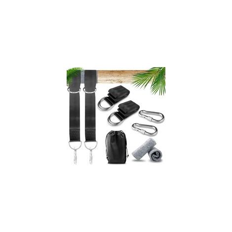 Support et fixation pour hamac, avec Mousquetons et Anneaux en D, 2 Protection d'arbre, Fixation Hamac Attache pour Camping Balancoire de Jardin Hamac, Max 550kg