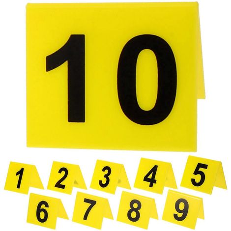 Lot de 10 marqueurs de chiffres en acrylique réutilisables pour tables de restaurant et jeux.-6.30X5.50X0.20CM-Yellow (1/3)