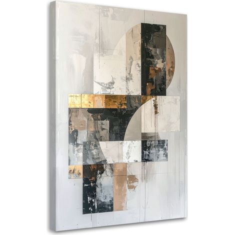 Stampe su Tela, Astrazione geometrica moderna in colori beige, 60x90 (1/5)
