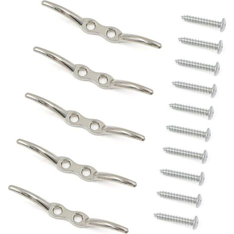 Taquets d'amarrage Crochet Aveugle Mât 5 Pièces en Acier Inoxydable Serre Câble Crochet de Mât de Drapeau Taquet D'amarrage Taquet de Bateau Accessoires Vis de Montage Incluses.11cm (1/5)
