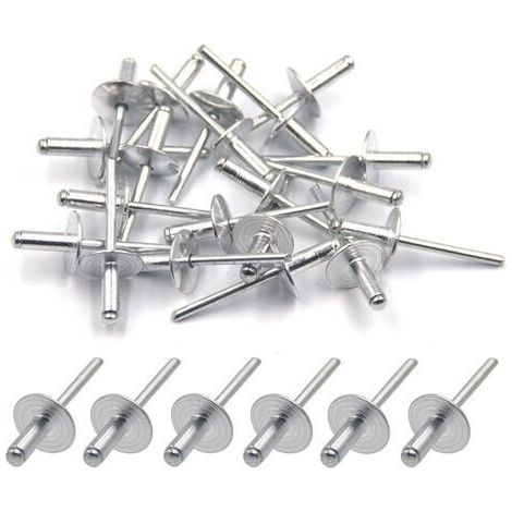 50pcs Rivets aveugles en aluminium avec large bride 5mm x 13mm, paquet de 50 (argenté) (1/5)