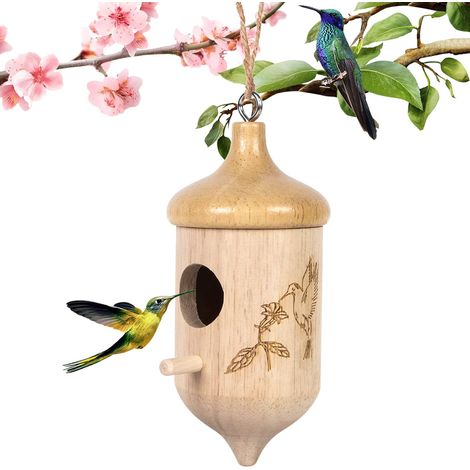 Maison Colibri Bois - Nichoir Extérieur, Décor Jardin, Abri Oiseaux, Cadeau Jardinage, 1 Pièce