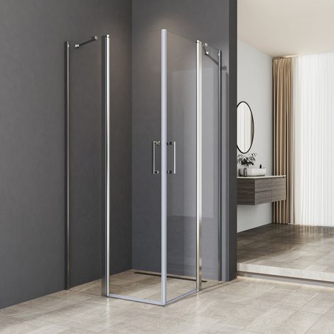 Duschkabine 120x120 cm Eckeinstieg mit Pendeltür, Eckdusche Duschkabine mit Pendeltür Duschabtrennung Eckeinstieg Duschwand Pendeltür Dusche Duschtür 6mm Nano Beschichtung ESG Glas Höhe 185cm