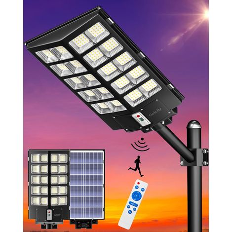 1 Lampadaire Solaire,Projecteur 5300W,LED 432 Perles,Batterie 33000mAh,Jardin Rue Garage
